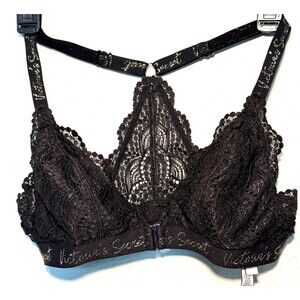 Victoria's Secret Black Lace Razorback Bralette Size Large